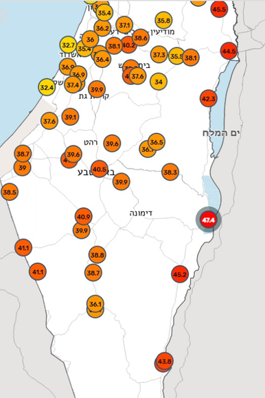 סיכום עומס החום | מתוך אתר השירות המטאורולוגי