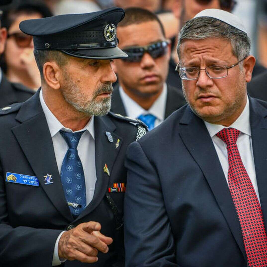 השר לבט"פ, איתמר בן גביר ומפכ"ל המשטרה דני לוי | Arie Leib Abrams/Flash90