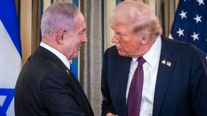 נשיא ארה"ב דונלד טראמפ וראש הממשלה בנימין נתניהו במסיבת העיתונאים בבית הלבן | EPA