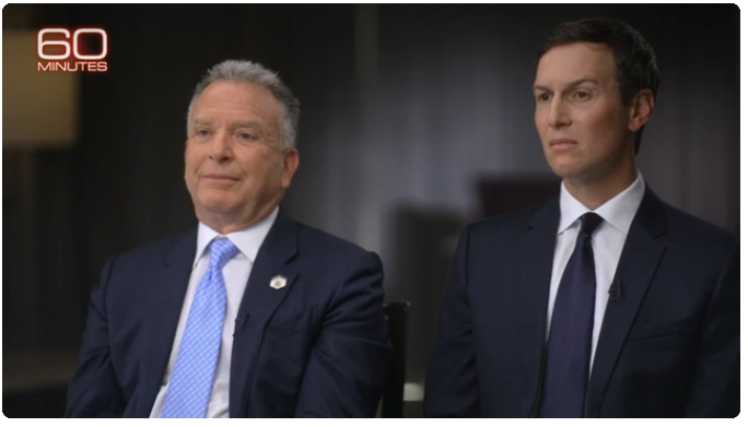 קושנר ו-ויטקוף בראיון לתוכנית "60 דקות" ברשת CBS | מסך מהתוכנית