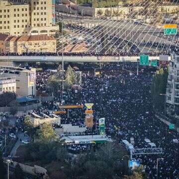 עצרת החרדים בכניסה לירושלים | פלאש 90