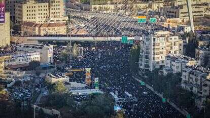 עצרת החרדים בכניסה לירושלים | פלאש 90