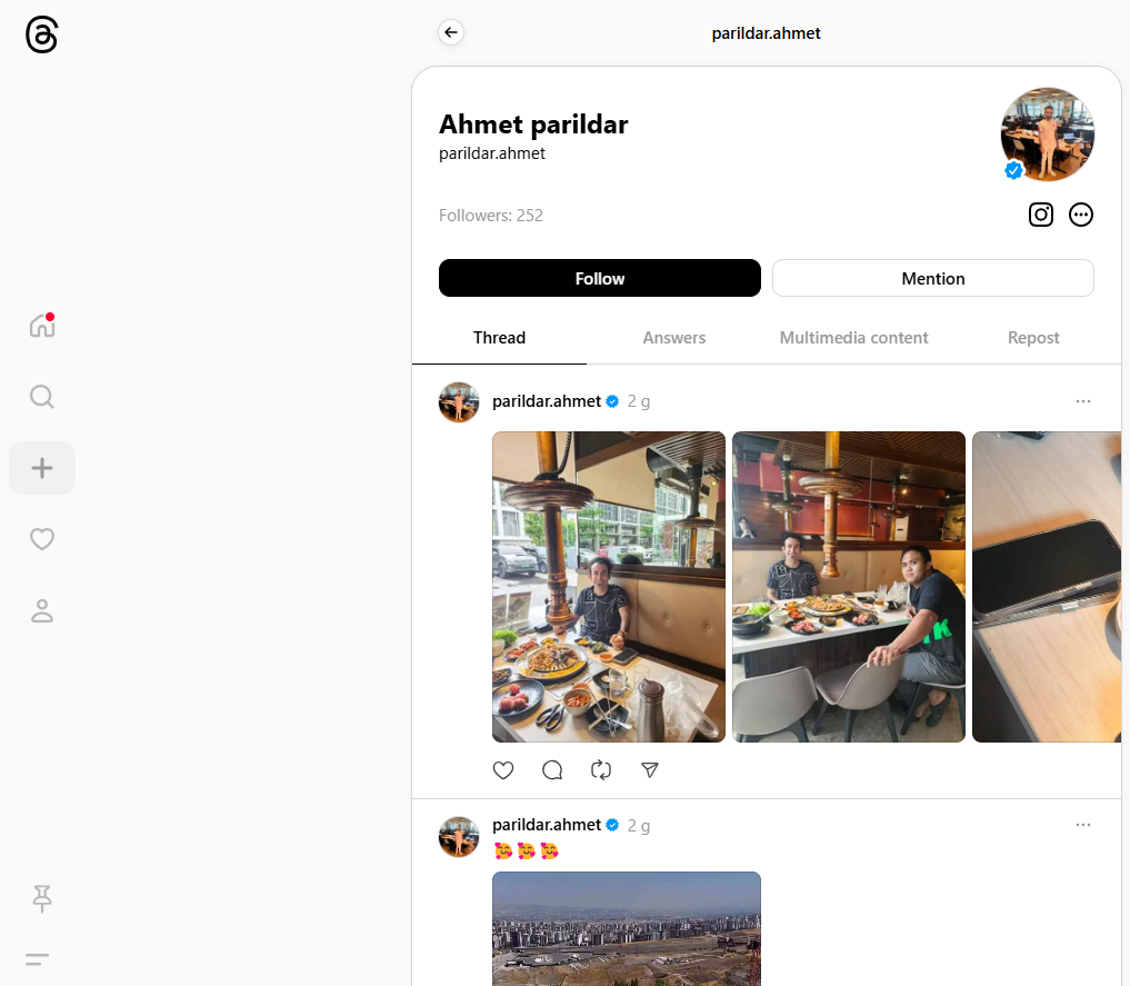 צילום מסך מתוך רשת Threads צילום מסך מתוך רשת Threads