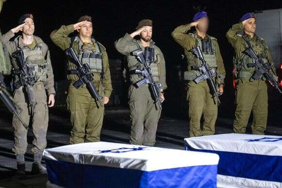 מעמד קבלת ארונות החטופים החללים, אמש | דובר צה"ל