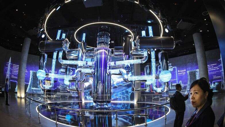 מיצג בפורום הבינ"ל של שבוע האטום העולמי במוסקבה, המוקדש לתעשיית הגרעין העולמית, 26 ספטמבר 2025 | AFP