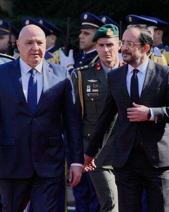 נשיא לבנון ג'וזף עאון ונשיא קפריסין ניקוס כריסטודולידס בטקס חתימת ההסכם | AP