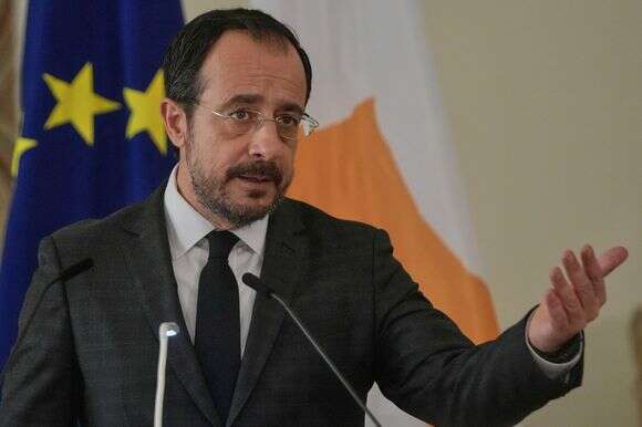 נשיא לבנון ג'וזף עאון ונשיא קפריסין ניקוס כריסטודולידס בטקס חתימת ההסכם | AP