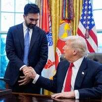 ראש עיריית ניו יורק הנבחר זוהראן ממדאני עם הנשיא טראמפ בבית הלבן, נוב' 25 | EPA