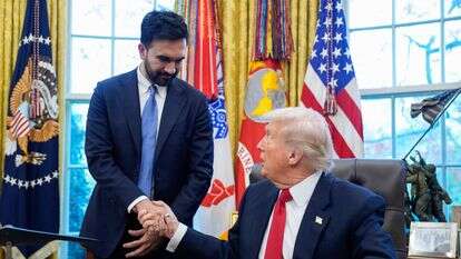 ראש עיריית ניו יורק הנבחר זוהראן ממדאני עם הנשיא טראמפ בבית הלבן, נוב' 25 | EPA