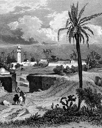 העיר עזה באמצע המאה ה־,19 רישום מאת ויליאם טיפינג | מתוך ויקיפדיה