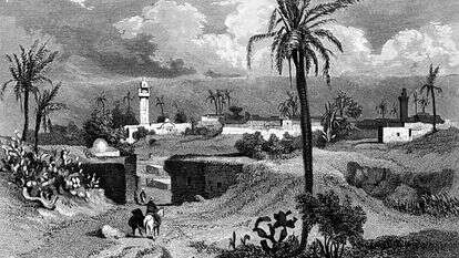 העיר עזה באמצע המאה ה־,19 רישום מאת ויליאם טיפינג | מתוך ויקיפדיה
