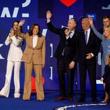 ביידן והאריס בועידה הלאומית הדמוקרטית, שיקגו 2024. | AFP