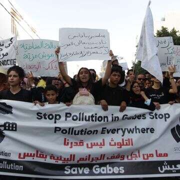 הפגנות בגאבס, תוניסיה, נגד מפעלים מזהמים | AP הפגנות בגאבס, תוניסיה, נגד מפעלים מזהמים | AP