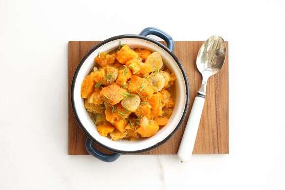 תבשיל ארטישוק ירושלמי וירקות כתומים בג'ינג'ר | אפרת ליכטנשטט