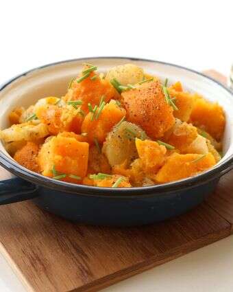 תבשיל ארטישוק ירושלמי וירקות כתומים בג'ינג'ר | אפרת ליכטנשטט