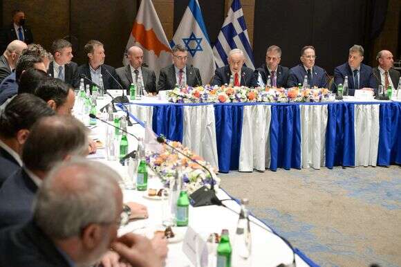 ראש הממשלה בנימין נתניהו, ראש ממשלת יוון קיריאקוס מיצוטאקיס ונשיא קפריסין ניקוס כריסטודולידיס בפגישה משותפת בירושלים | מעיין טואף / לע״מ