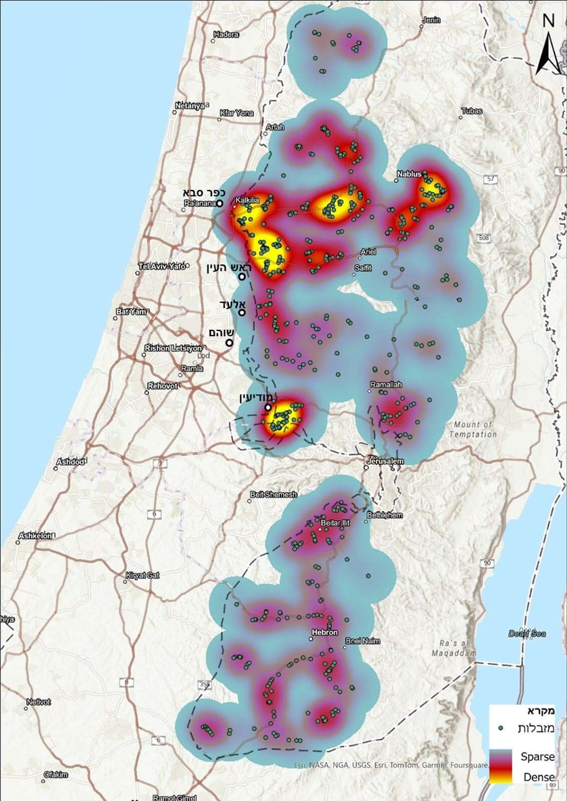 אתרי שריפת פסולת פיראטיים שפזורים ברחבי יהודה ושומרון | אינפוגרפיקה: ארגון "ירוק עכשיו"