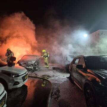 הרכבים השרופים בלהבים | צילום: כבאות והצלה לישראל
