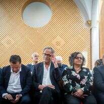 מוחמד בכרי 
וח"כים מהרשימה 
המשותפת בבית 
המשפט העליון, בדיון בעתירה נגד סרטו "ג'נין ג'נין", מאי 2021 | יונתן זינדל, פלאש 90