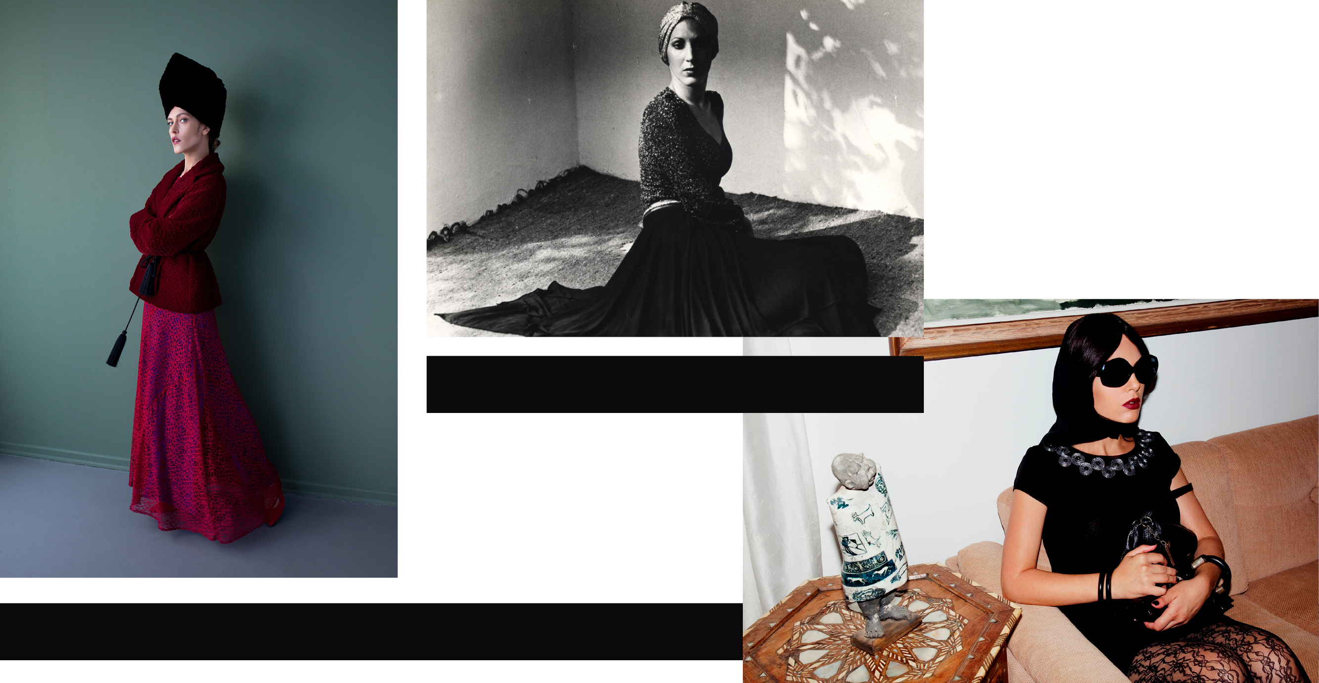 אביה בן דוד מתוך קולקציית גותיקה כנענית 2009 | דורין פרנקפורט שנות השבעים | יאנה גור קולקציית עונת הנדודים 2016 | עמית ישראלי תמה השראות מקומיות | תמה סטודיו