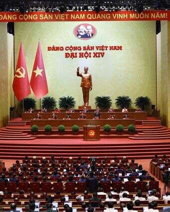 מבט כללי על מושב הסיום של הקונגרס הלאומי ה-14 של המפלגה הקומוניסטית של וייטנאם במרכז הכנסים הלאומי בהאנוי | EPA/סוכנות הידיעות הווייטנאמית