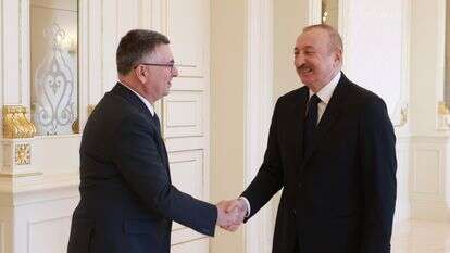 שר החוץ גדעון סער בפגישה עם נשיא אזרבייג'ן אילהם אלייב | שלו מן שר החוץ גדעון סער בפגישה עם נשיא אזרבייג'ן אילהם אלייב | שלו מן