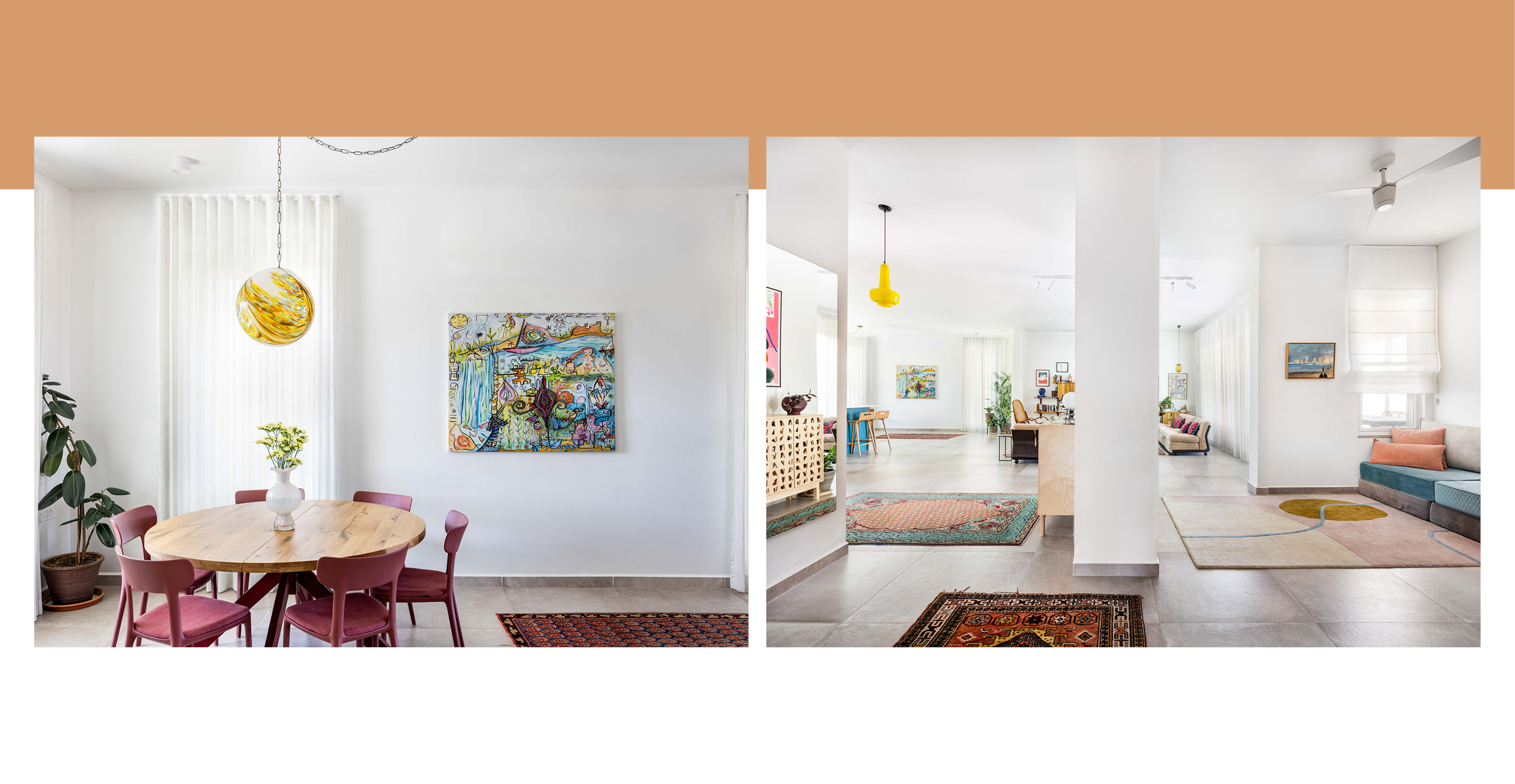 זרימה וקשר עין בין האזורים השונים  של החלל המשותף | פינת האוכל | אורית ארנון