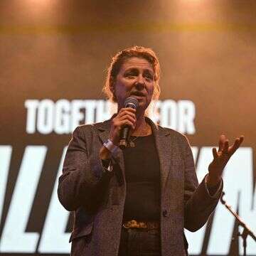 נשיאת "רופאים ללא גבולות", איזבל דפורני, באירוע למען "פלסטין" | AFP