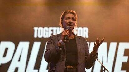 נשיאת "רופאים ללא גבולות", איזבל דפורני, באירוע למען "פלסטין" | AFP