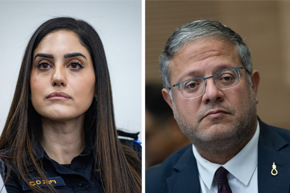 השר איתמר בן גביר ורפ"ק רינת סבן בבית המשפט | חיים גולדברג, יונתן זינדל - פלאש 90