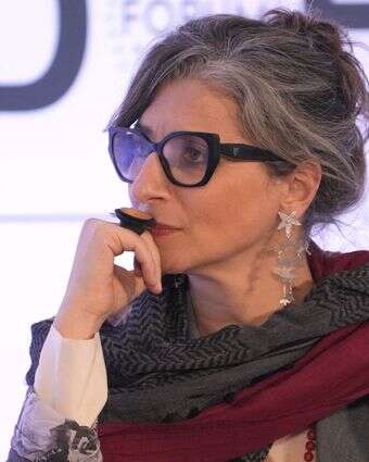 הדווחת המיוחדת של האו"ם לשטחים הפלסטיניים, פרנצ'סקה אלבנזה, בפורום אל-ג'זירה בקטאר | AFP