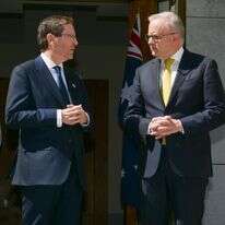 נשיא המדינה, יצחק הרצוג, בפתח פגישתו עם ראש ממשלת אוסטרליה, אנתוני אלבניזי | מעיין טואף, לע"מ