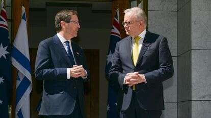 נשיא המדינה, יצחק הרצוג, בפתח פגישתו עם ראש ממשלת אוסטרליה, אנתוני אלבניזי | מעיין טואף, לע"מ