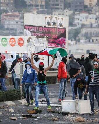 דגלי פלסטין בהפגנת ערבים-ישראלים בכפר כנא | הדס פרוש, פלאש 90