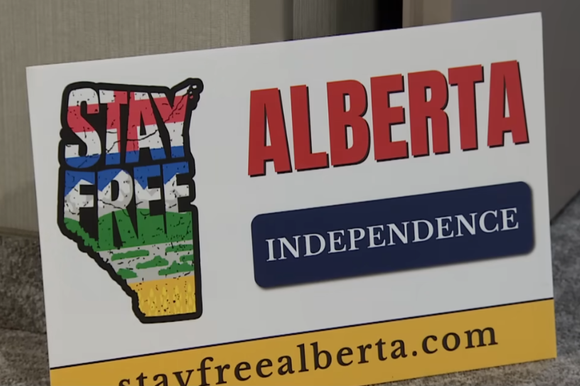 שלט הקורא לעצמאות מחוז אלברטה, קנדה | צילום מסך מיוטיוב