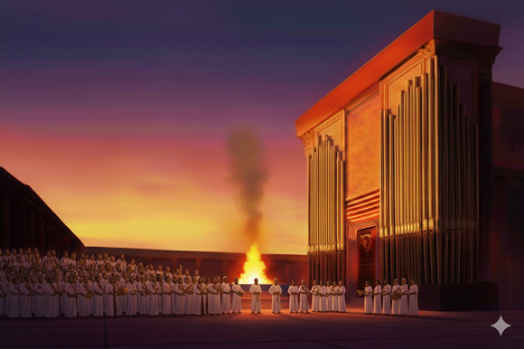 רב עוצמה ונשמע למרחקים. הדמיה של צינורות העוגב על קירות המקדש | ללא רב עוצמה ונשמע למרחקים. הדמיה של צינורות העוגב על קירות המקדש | ללא