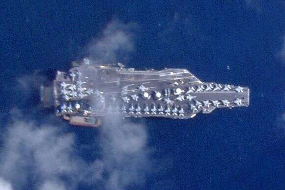 צילום אווירי של נושאת המטוסים הגדולה בעולם, ג'רלד פורד | AFP