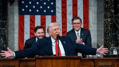 נאום מצב האומה של טראמפ, 2026 | Kenny HOLSTON / POOL / AFP)