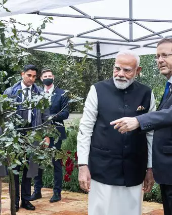 הנשיא הרצוג עם ראש ממשלת הודו נרנדרה מודי, אתמול בבית הנשיא | אורן בן חקון