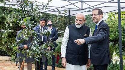 הנשיא הרצוג עם ראש ממשלת הודו נרנדרה מודי, אתמול בבית הנשיא | אורן בן חקון