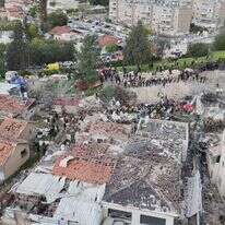 צילום רחפן של הפגיעה הישירה בבית שמש | דוברות איחוד הצלה