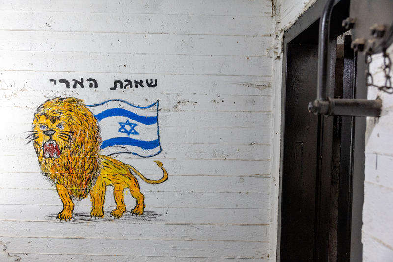 ציור "שאגת הארי" במקלט בפתח תקווה | חיים גולדברג, פלאש 90