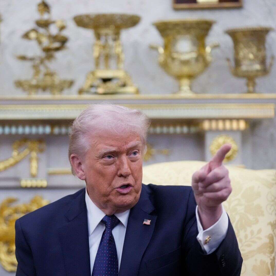 הנשיא דונלד טראמפ נואם במהלך פגישה עם קנצלר גרמניה פרידריך מרץ בחדר הסגלגל בבית הלבן | AP