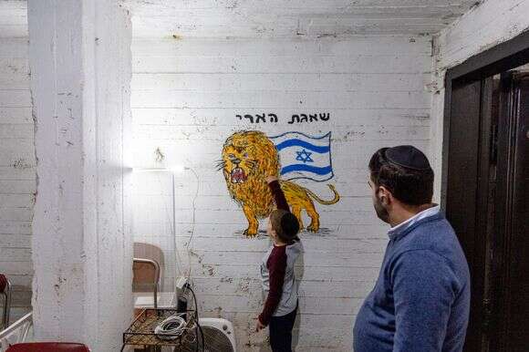 ציור קיר "שאגת הארי" במקלט בפתח תקווה | חיים גולדברג - פלאש 90