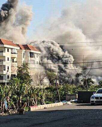 הפצצת מבנה של חיזבאללה סמוך לצור שבדרום לבנון בימי מבצע "שאגת הארי" | AFP