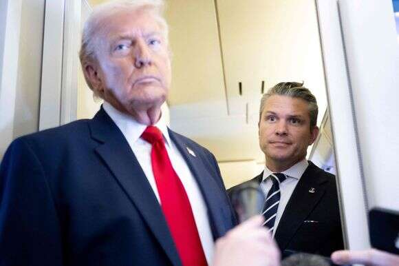 נשיא ארה"ב דונלד טראמפ לצד שר המלחמה האמריקני פיט הג'סת' | AFP