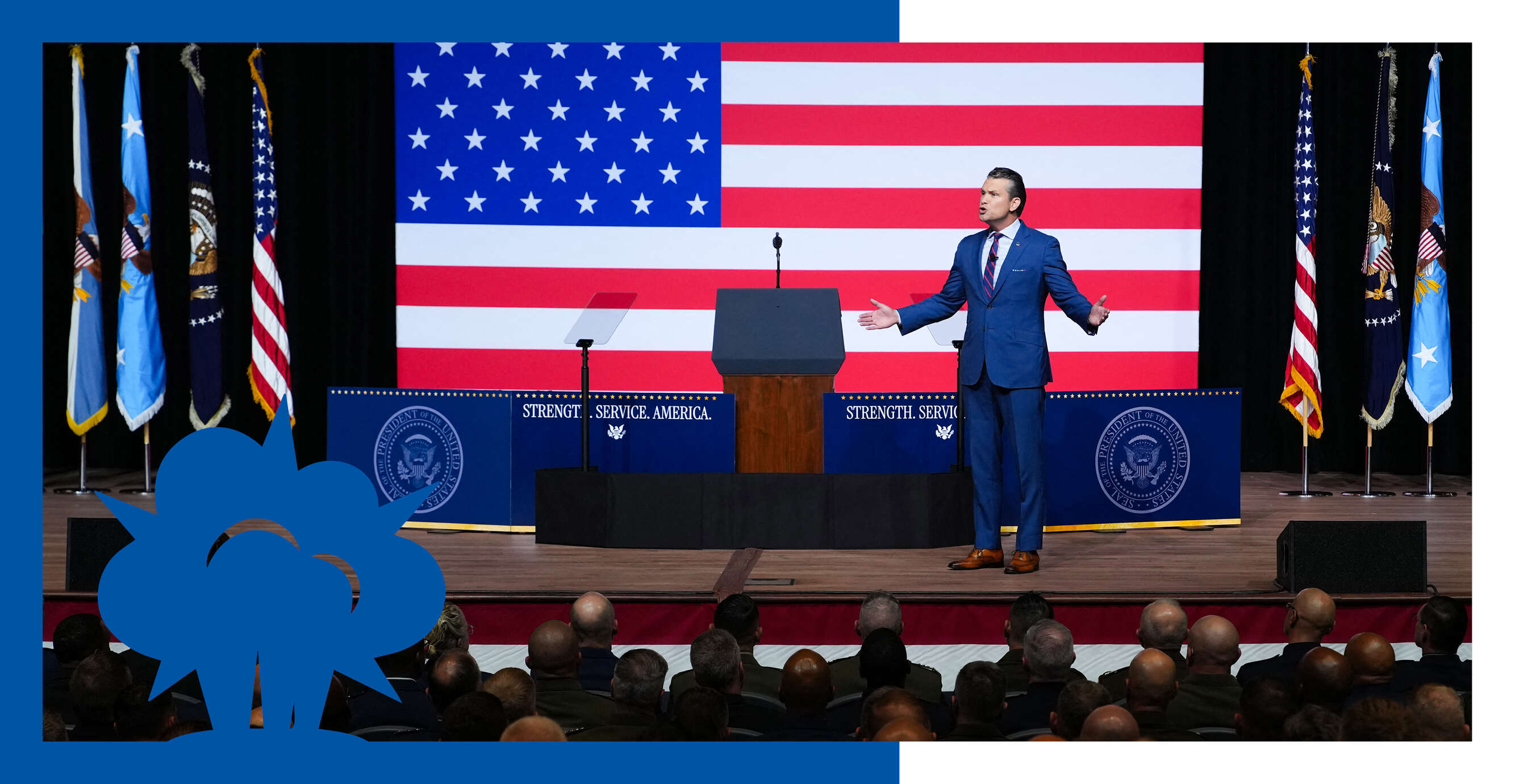 בפגישת הגנרלים בבסיס קוונטיקו, 2025 | AFP בפגישת הגנרלים בבסיס קוונטיקו, 2025 | AFP