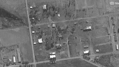 מבט על מבנים שניזוקו לאחר תקיפות אוויריות על חיל המצב חכימאבאד, כ-30 ק"מ דרומית לטהרן, איראן | Satellite image ©2026 Vantor / AFP