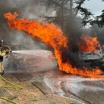 כלי רכב בוערים במשגב עם | כבאות והצלה