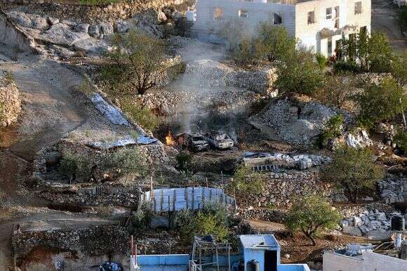 רכוש פלסטיני שהוצת בעיירה סעיר באזור חברון | ויסאם השלמון, פלאש 90